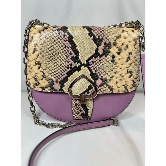 KATE SPADE NEW YORK MEDIUM‎ CHAIN SADDLE BAG ROBYN EXOTIC PINK MAUVE - Picture 2 of 16